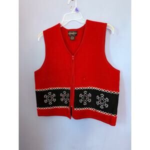 Requirements 100% Wool Red Nordic Snowflake Vest Women’s Size L (P2P 21.25)